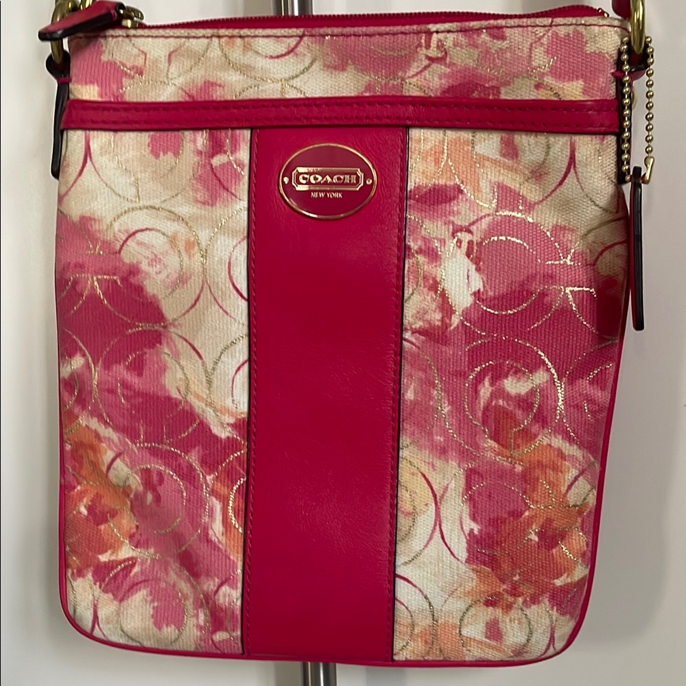 Coach Pink and Cream Crossbody Bag with Adjustable Strap